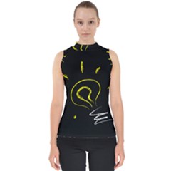 Bulb Light Idea Electricity Mock Neck Shell Top