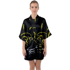 Bulb Light Idea Electricity Half Sleeve Satin Kimono 