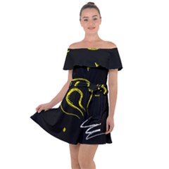 Bulb Light Idea Electricity Off Shoulder Velour Dress