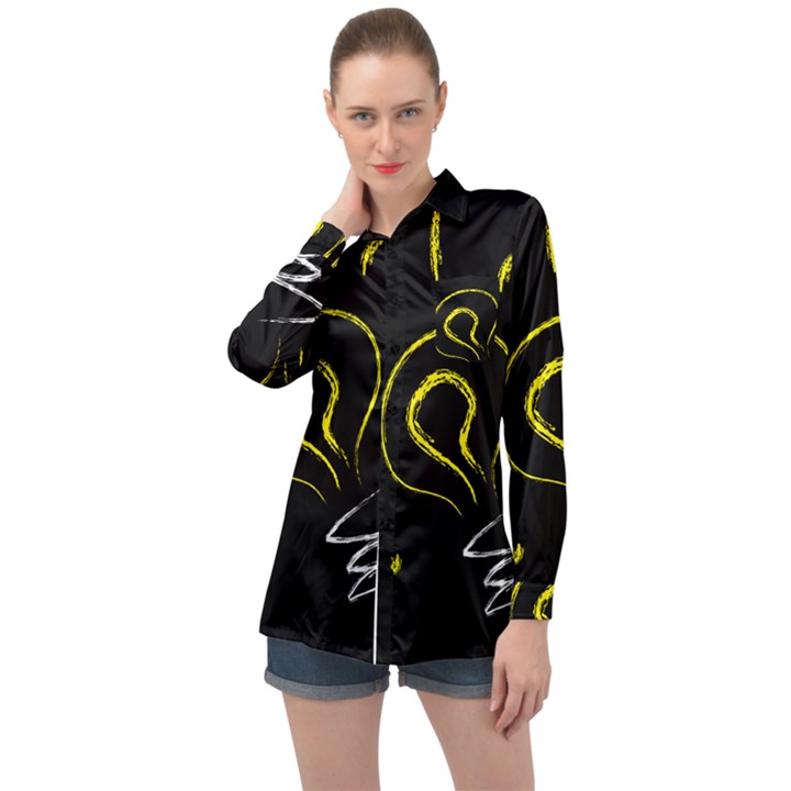 Bulb Light Idea Electricity Long Sleeve Satin Shirt