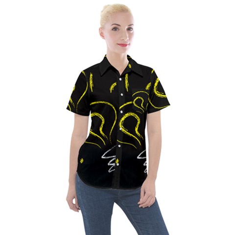 Bulb Light Idea Electricity Women s Short Sleeve Pocket Shirt by HermanTelo