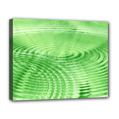 Wave Concentric Circle Green Canvas 14  X 11  (stretched) by HermanTelo