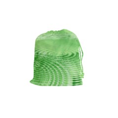 Wave Concentric Circle Green Drawstring Pouch (small) by HermanTelo