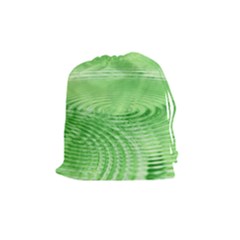 Wave Concentric Circle Green Drawstring Pouch (medium) by HermanTelo