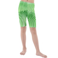 Wave Concentric Circle Green Kids  Mid Length Swim Shorts by HermanTelo