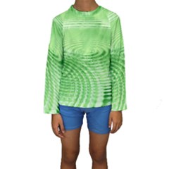 Wave Concentric Circle Green Kids  Long Sleeve Swimwear by HermanTelo