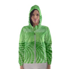 Wave Concentric Circle Green Women s Hooded Windbreaker