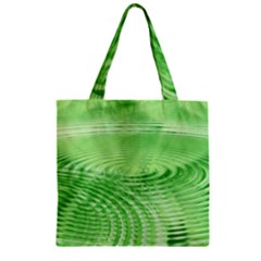 Wave Concentric Circle Green Zipper Grocery Tote Bag by HermanTelo