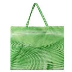 Wave Concentric Circle Green Zipper Large Tote Bag by HermanTelo