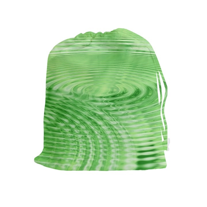 Wave Concentric Circle Green Drawstring Pouch (XL)