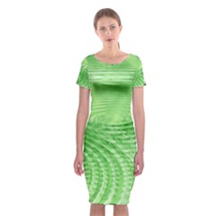 Wave Concentric Circle Green Classic Short Sleeve Midi Dress by HermanTelo