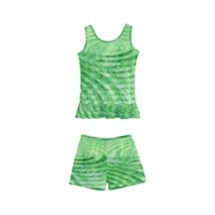 Wave Concentric Circle Green Kids  Boyleg Swimsuit by HermanTelo