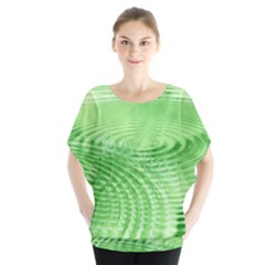 Wave Concentric Circle Green Batwing Chiffon Blouse