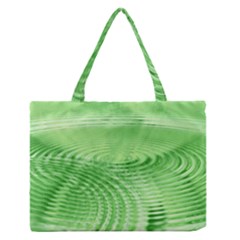 Wave Concentric Circle Green Zipper Medium Tote Bag by HermanTelo