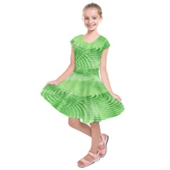 Wave Concentric Circle Green Kids  Short Sleeve Dress