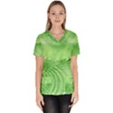 Wave Concentric Circle Green Women s V-Neck Scrub Top View1