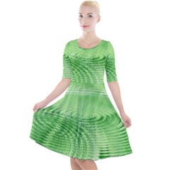 Wave Concentric Circle Green Quarter Sleeve A-line Dress by HermanTelo