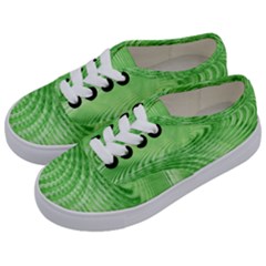 Wave Concentric Circle Green Kids  Classic Low Top Sneakers by HermanTelo