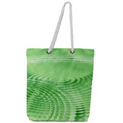 Wave Concentric Circle Green Full Print Rope Handle Tote (large) by HermanTelo