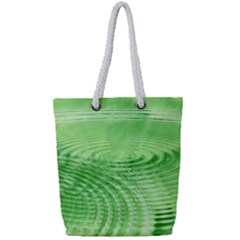 Wave Concentric Circle Green Full Print Rope Handle Tote (small) by HermanTelo