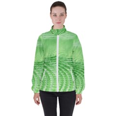 Wave Concentric Circle Green Women s High Neck Windbreaker