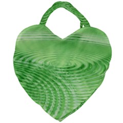 Wave Concentric Circle Green Giant Heart Shaped Tote by HermanTelo