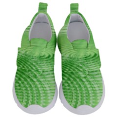 Wave Concentric Circle Green Kids  Velcro No Lace Shoes by HermanTelo