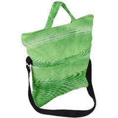 Wave Concentric Circle Green Fold Over Handle Tote Bag by HermanTelo