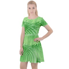 Wave Concentric Circle Green Cap Sleeve Velour Dress 