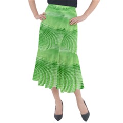 Wave Concentric Circle Green Midi Mermaid Skirt