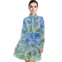 Water Blue Transparent Crystal Long Sleeve Chiffon Shirt Dress View1