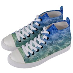 Water Blue Transparent Crystal Women s Mid-top Canvas Sneakers