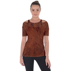 Fur Skin Bear Shoulder Cut Out Short Sleeve Top