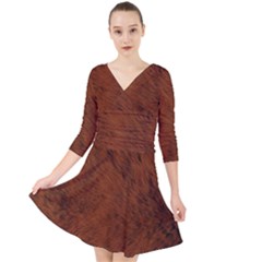 Fur Skin Bear Quarter Sleeve Front Wrap Dress