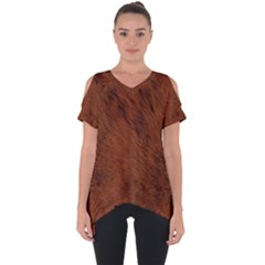 Fur Skin Bear Cut Out Side Drop Tee