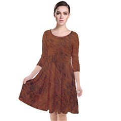 Fur Skin Bear Quarter Sleeve Waist Band Dress