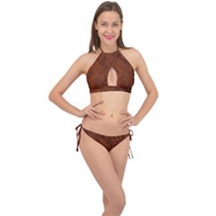 Fur Skin Bear Cross Front Halter Bikini Set