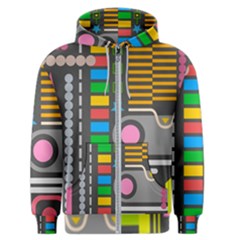 Pattern Geometric Abstract Colorful Arrows Lines Circles Triangles Men s Zipper Hoodie by Vaneshart