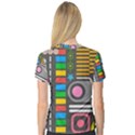 Pattern Geometric Abstract Colorful Arrows Lines Circles Triangles V-Neck Sport Mesh Tee View2