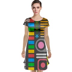 Pattern Geometric Abstract Colorful Arrows Lines Circles Triangles Cap Sleeve Nightdress by Vaneshart