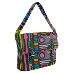 Pattern Geometric Abstract Colorful Arrows Lines Circles Triangles Buckle Messenger Bag by Vaneshart