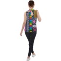 Pattern Geometric Abstract Colorful Arrows Lines Circles Triangles Mock Neck Chiffon Sleeveless Top View2