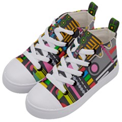 Pattern Geometric Abstract Colorful Arrows Lines Circles Triangles Kids  Mid-top Canvas Sneakers by Vaneshart