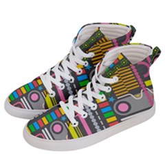 Pattern Geometric Abstract Colorful Arrows Lines Circles Triangles Men s Hi-top Skate Sneakers by Vaneshart