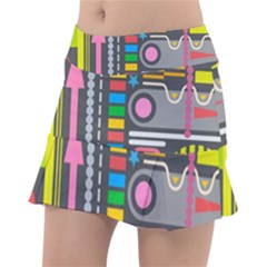 Pattern Geometric Abstract Colorful Arrows Lines Circles Triangles Tennis Skirt by Vaneshart