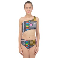 Pattern Geometric Abstract Colorful Arrows Lines Circles Triangles Spliced Up Two Piece Swimsuit by Vaneshart