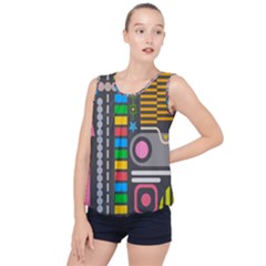 Pattern Geometric Abstract Colorful Arrows Lines Circles Triangles Bubble Hem Chiffon Tank Top by Vaneshart