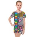 Pattern Geometric Abstract Colorful Arrows Lines Circles Triangles Kids  Mesh Tee and Shorts Set View1