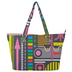 Pattern Geometric Abstract Colorful Arrows Lines Circles Triangles Full Print Shoulder Bag by Vaneshart