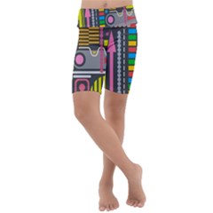 Pattern Geometric Abstract Colorful Arrows Lines Circles Triangles Kids  Lightweight Velour Cropped Yoga Leggings by Vaneshart